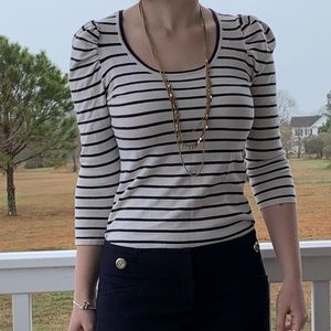 Sailor Blue and White Striped 3/4 Sleeve Top